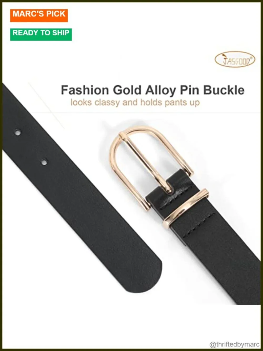Women's Faux Leather Belt with Gold Buckle